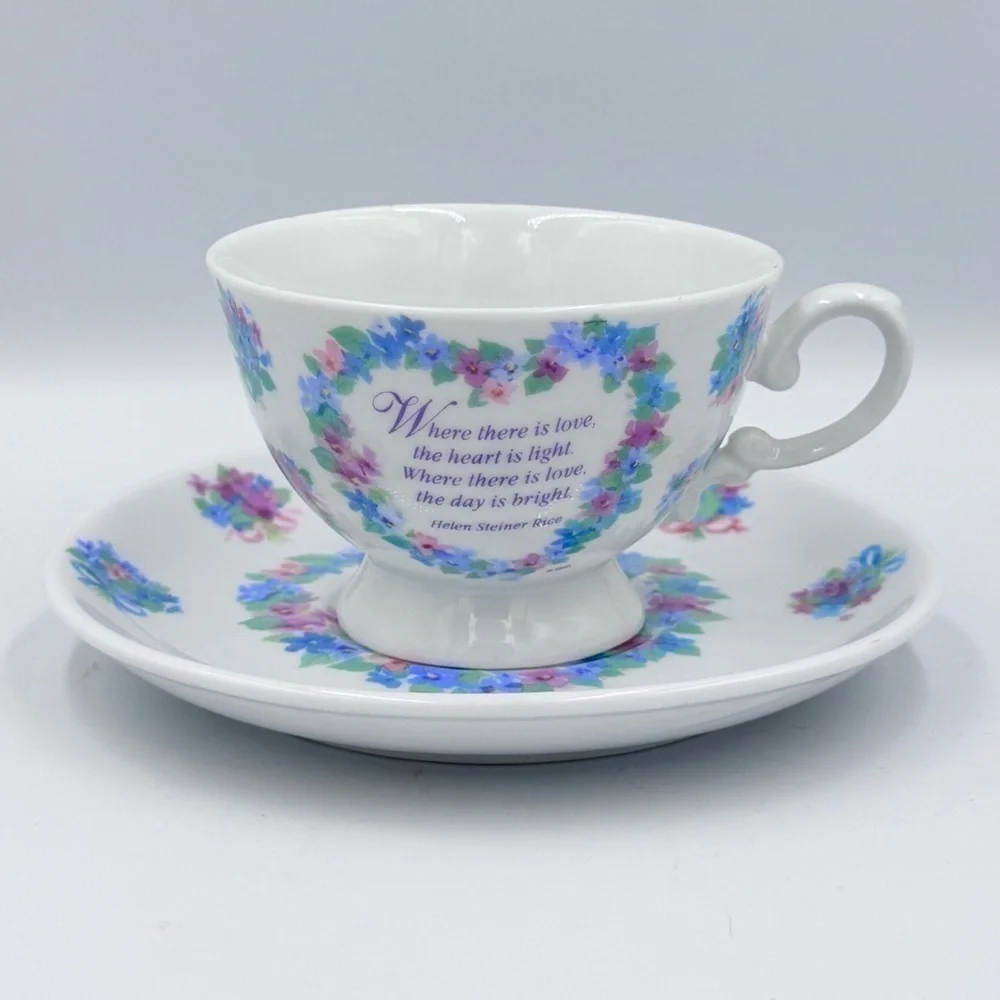 Helen Steiner Rice Blue Floral Teacup & Saucer Gift Set